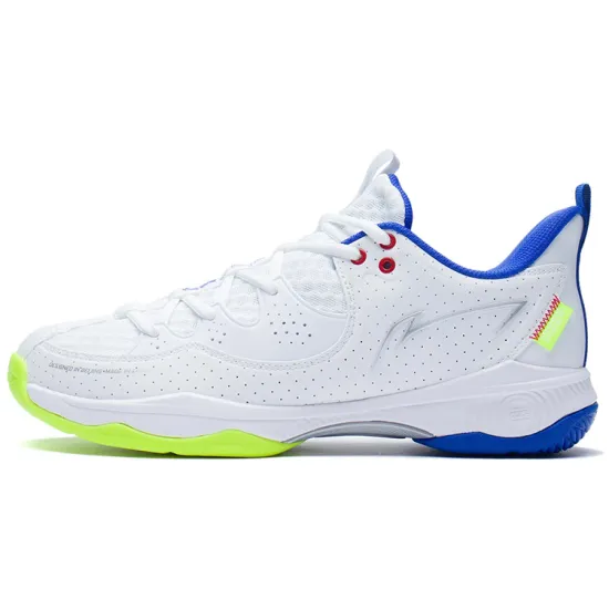 LiNing Battle Halberd Ⅲ LITE Cushioning Anti Slip And Wear Resistant Low Top Badminton Shoes Unisex White Blue