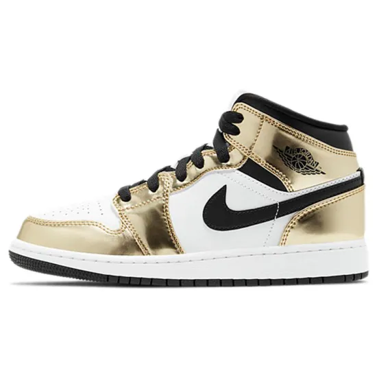 Jordan 1 Mid Metallic Gold Black White GS