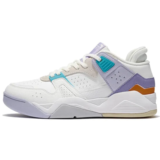 LINING Vintage Basketball Shoes Women's Low-Top Ecru/Bad Little Purple