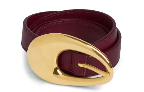 Bottega Veneta Cow Leather Belts Women's Burgundy Width 2cm