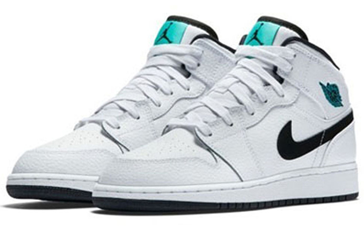 Jordan Air Jordan 1 Retro Mid White Black Hyper Jade GS
