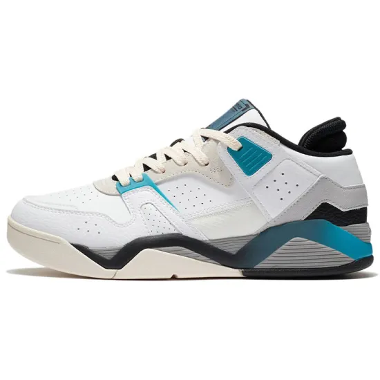 LINING Vintage Basketball Shoes Men Low-Top White Blue