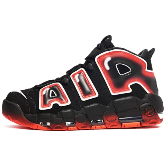 Nike Air More Uptempo Black White Laser Crimson