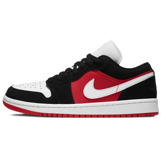 Jordan 1 Low Black White Gym Red Women's