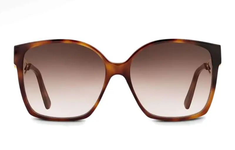 LOUIS VUITTON Plate Frame Irregular Shape Sunglasses Women's Tortoiseshell
