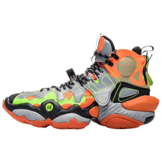LiNing Vintage Basketball Shoes Men High-Top Orange/Black