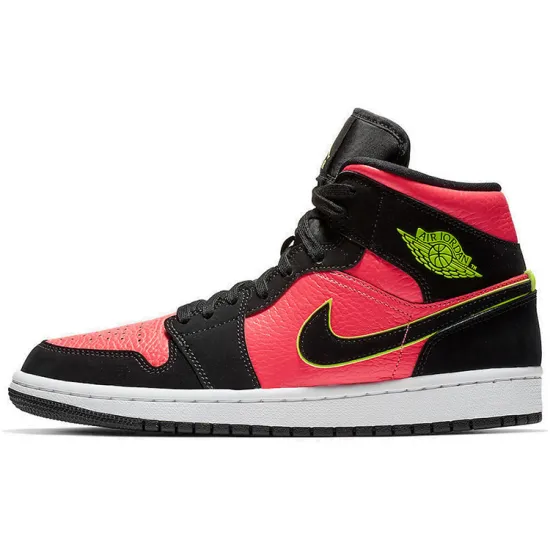Jordan 1 Mid Black Hot Punch Women's