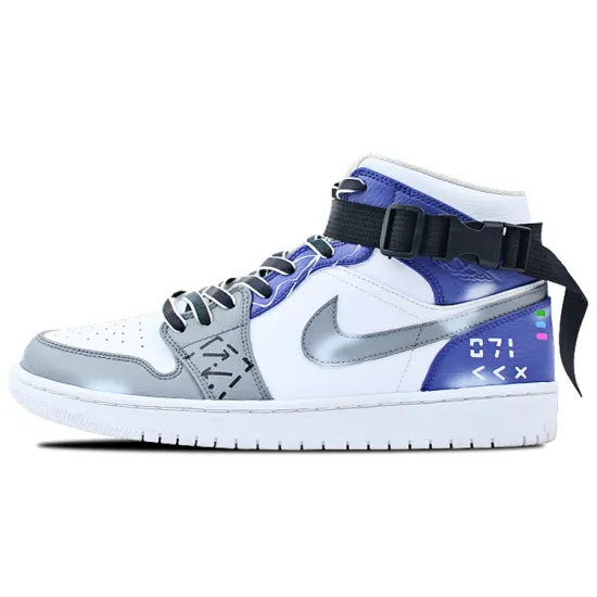 Air Jordan 1 Vintage Basketball Shoes Women's Mid-top Blue/Gray