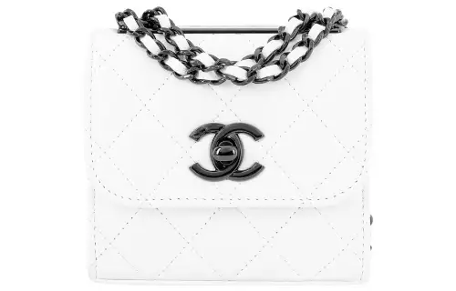 CHANEL Trendy Cc Sheepskin Material Black Metal Crossbody Bags Mini Women's Black White