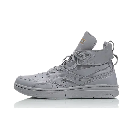 LiNing Vintage Basketball Shoes Men High-Top Gray
