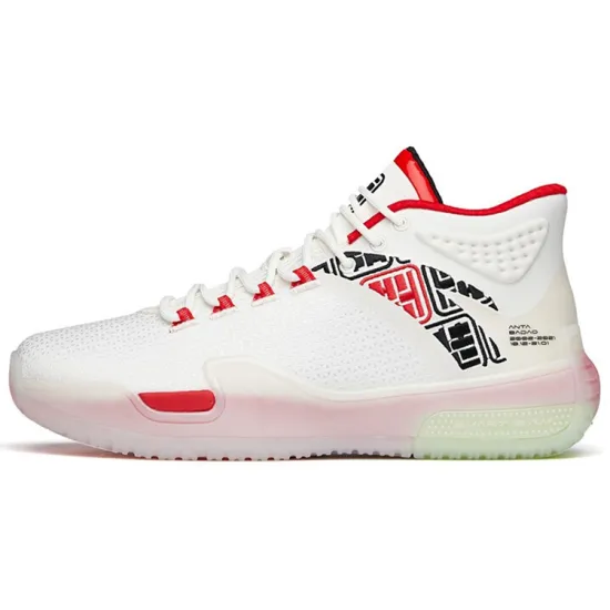 ANTA Basketball Collection Basketball Shoes Men High-Top Ivory White Black/University Red