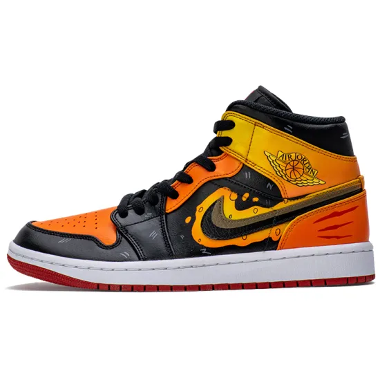 Jordan Air Jordan 1 Mid Mid-Top Vintage Basketball Shoes Men's Black Orange