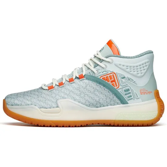 ANTA Basketball Collection Basketball Shoes Men Mid-Top Pea Green/Gray Green/Lava Orange