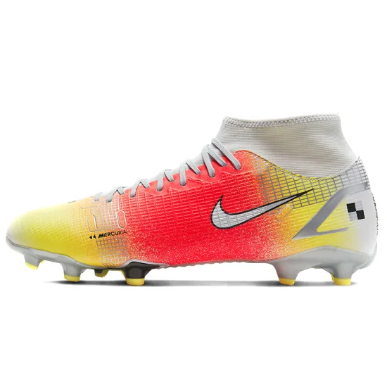 Nike Mercurial Superfly 8 Soccer Shoes Men Mid Top White/Bright Orange/Metallic Silver