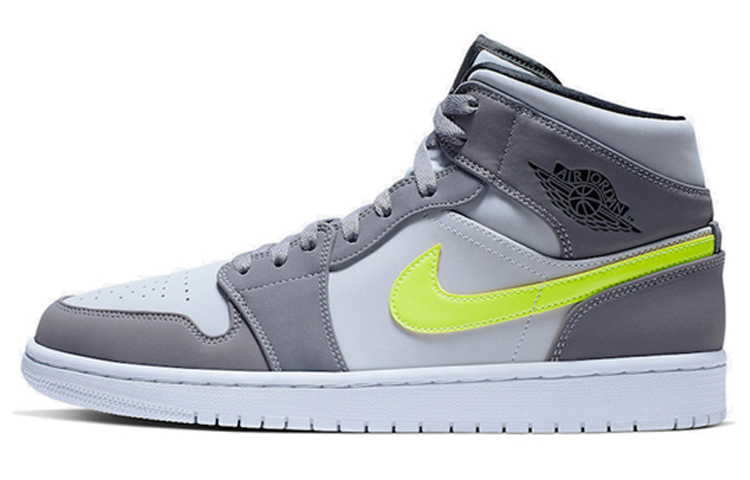 Jordan Air Jordan 1 Mid Neon Yellow Grey