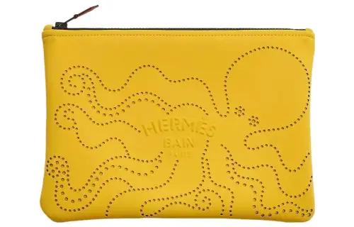 HERMES Neobain Waves Chamonix Calfskin Clutch Medium Women's Yellow
