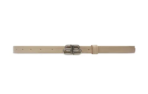 Balenciaga BB Logo Buckle, Smooth Buckle Calfskin Leather Belts Women's Brown 2.8cm