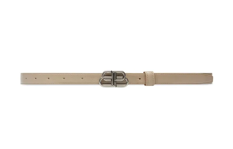 Balenciaga BB Logo Buckle, Smooth Buckle Calfskin Leather Belts Women's Brown 2.8cm