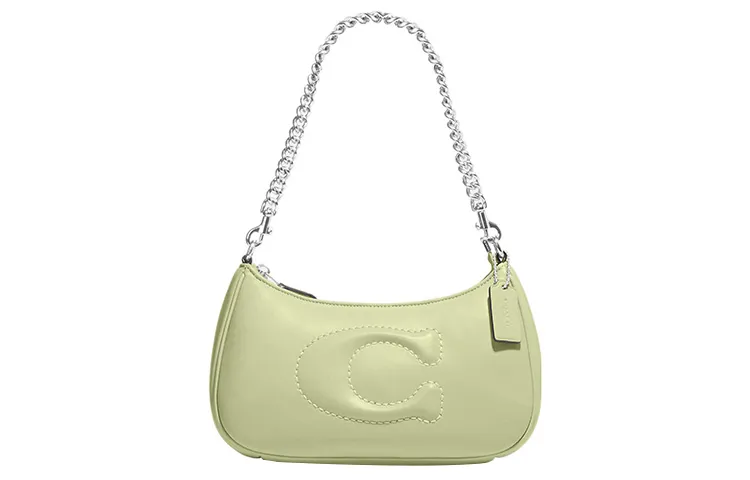 COACH Teri Leather Shoulder Bag, Handbag, Shoulder Bag Medium Women's Green