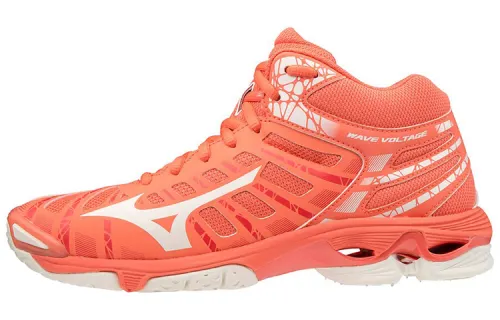 Mizuno Wave Voltage Volleyball Shoes Women's Mid Top Orange/White