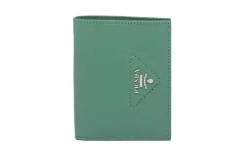 PRADA Leather Wallet Small Size Women's Green