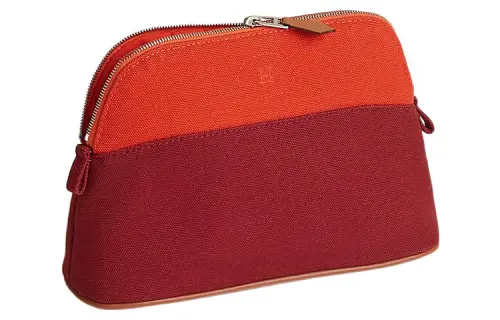 HERMES Bolide Carrousel Cotton With Lambskin Binding Pencil Case Makeup Bag Mini Women's