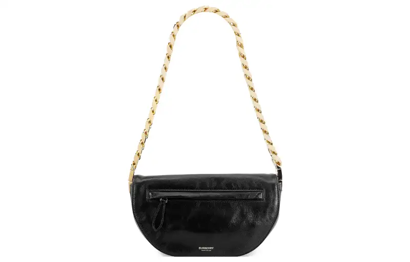 Burberry Olympia Lambskin Shoulder Bag, Crescent Bag, Handbag, Shoulder Bag Women's Black