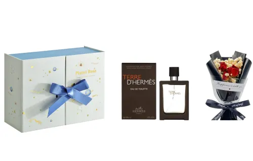HERMES Gift box, perfume, wooden set, woody notes, 30 ml, 50 ml, 100 ml