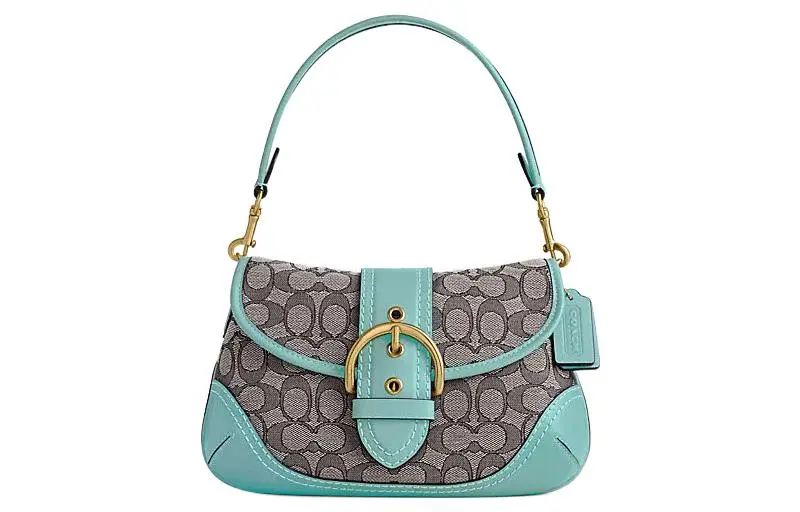 COACH Soho Fabric With Leather Crescent Bag, Shoulder Bag Regular Women's Blue & Gray
