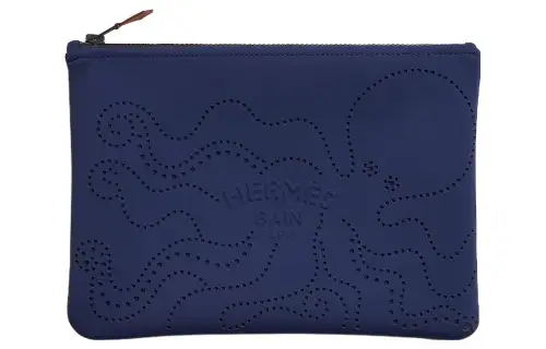 HERMES Neobain Chamonix Calfskin Clutch Medium Women's Dark Blue