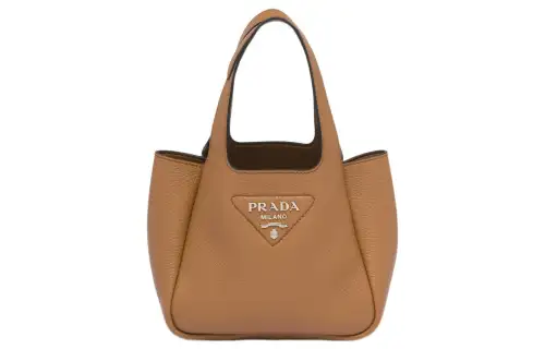 PRADA Leather Basket Bag Tote Bag, Shopping Bag, Handbag Women's Caramel