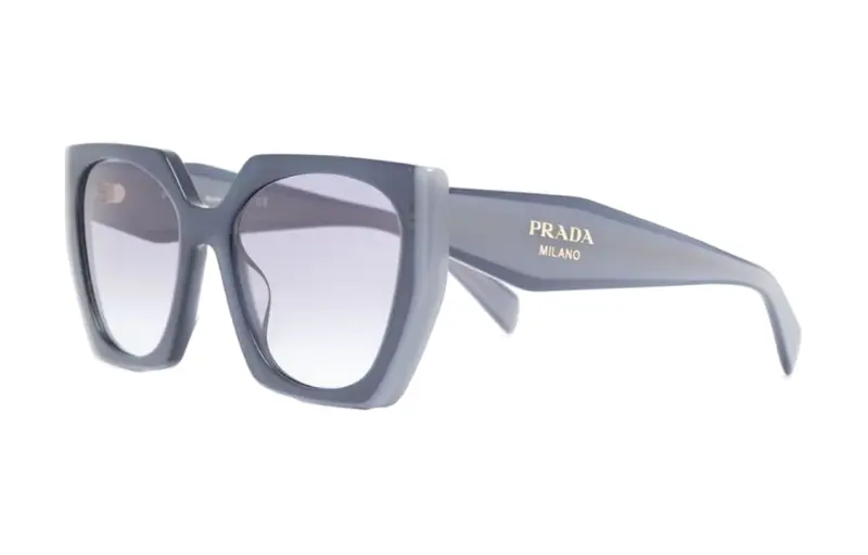 PRADA Plate Frame Irregular Shape Sunglasses Women's Gray