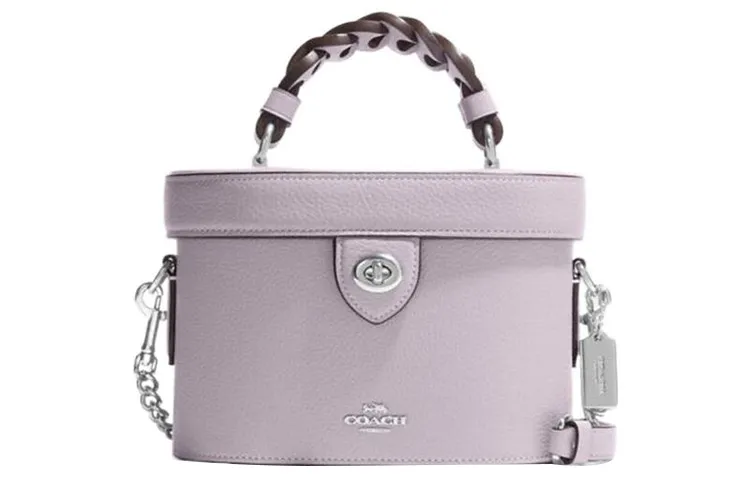 COACH Kay Leather Box Bag, Shoulder Bag, Crossbody Bag, Handbag Small Women's Light Purple