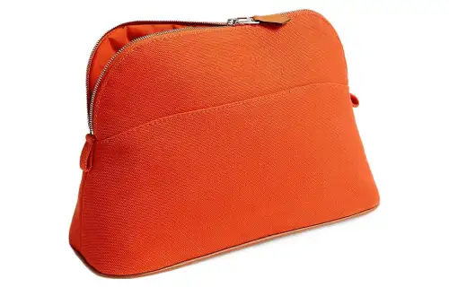 HERMES Bolide Cotton Canvas Bowling Bags Makeup Bag Travel Organizers Women's Orange