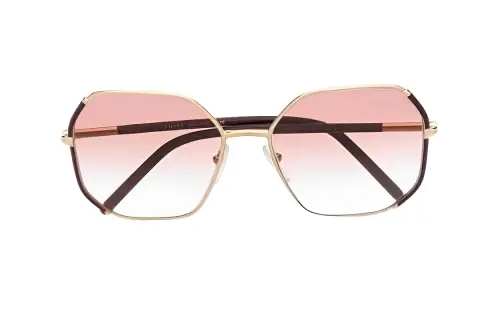 PRADA Plate Frame Irregular Shape Sunglasses Women's Umber