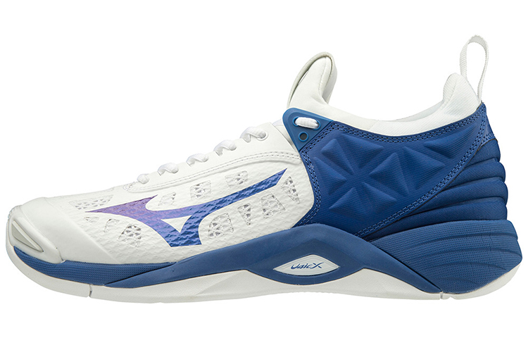 Mizuno Wave Momentum 2 breathable, wear-resistant, non-slip low-top volleyball shoes, same style for men and women, white and blue