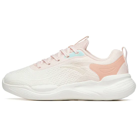 ANTA Training Shoes Women's Low-Top Ivory White/Porcelain Pink/Nude Pink