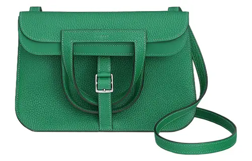 HERMES Halzan Clemence Bullock Leather Handbag, Shoulder Bag, Crossbody Bag Women's 6W Menthe Mint Green