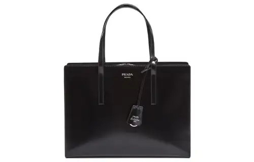 PRADA Leather Briefcase, Tote Bag, Shopping Bag, Handbag, Shoulder Bag Regular Women's Black