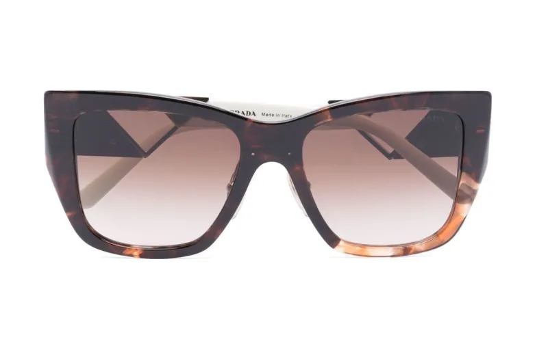 PRADA Plate Frame Irregular Shape Sunglasses Women's Tortoiseshell