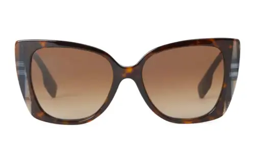 Burberry Plate Frame Cat Eye Sunglasses Women's Brown
