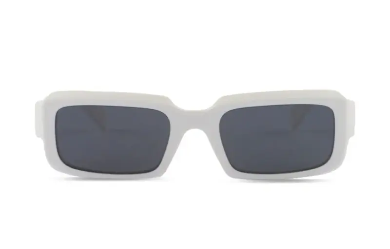 PRADA Plate Frame Rectangular Sunglasses Women's White