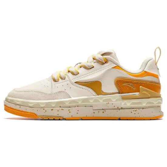 ANTA Bump Skateboard Shoes Women's Low-Top White Orange
