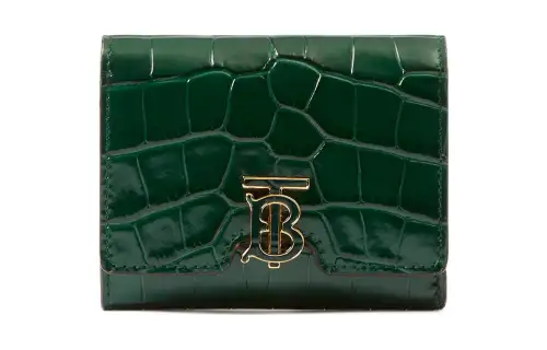 Burberry Cow Leather Wallet Women's Dark Green