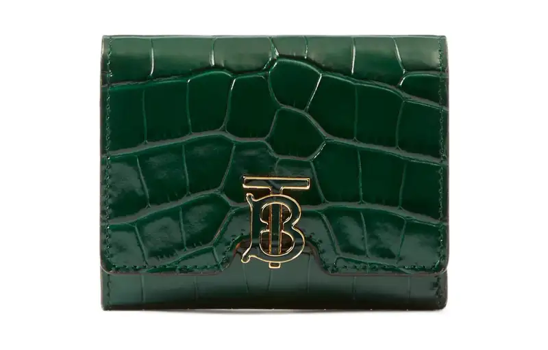 Burberry Cow Leather Wallet Women's Dark Green