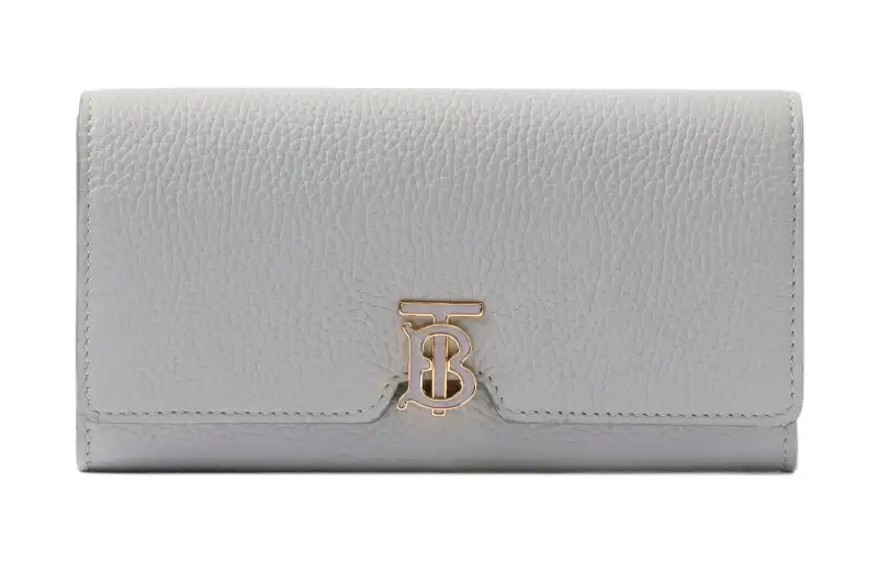 Burberry Cow Leather Wallet Women's Light Gray/Brown