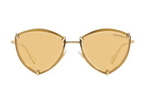 TIFFANY & CO. Alloy Irregular Shape Sunglasses Women's Gold