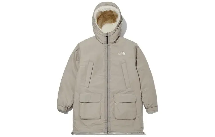 THE NORTH FACE Puffer Jackets Unisex Ecru Hooded (Non-detachable) Moderate Straight Fit