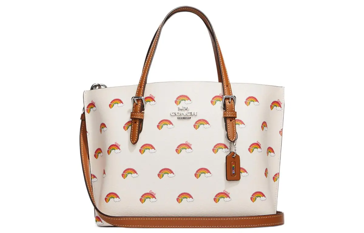 COACH Mollie Canvas With Leather Tote Bag, Shopping Bag, Handbag, Shoulder Bag, Crossbody Bag 25 Women's White