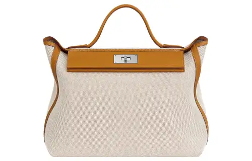 HERMES 24/24 Canvas With Swift Calfskin Handbag Women's Beige & Hemp